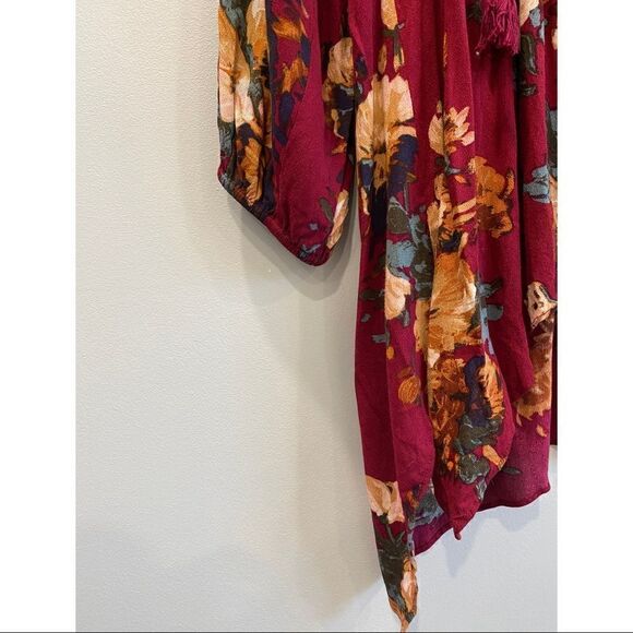 Altar’d State Long Sleeves Lace Up Floral Print Boho Blouse - Picture 2 of 7